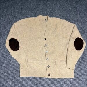 Vintage 60s Sears Sportswear Men's Cardigan Sweater 65 Alpaca Wool Elbow Patch